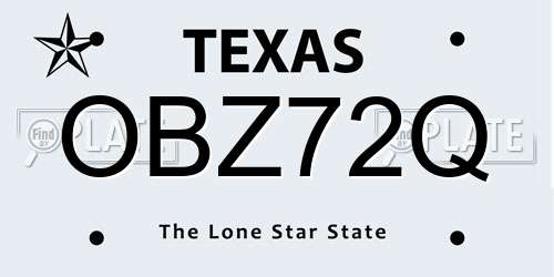 OBZ72Q Texas License Plate