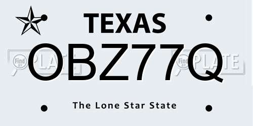 OBZ77Q Texas License Plate