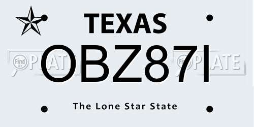 OBZ87I Texas License Plate
