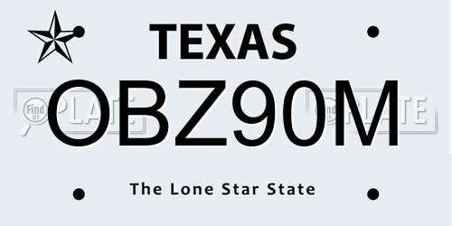 OBZ90M Texas License Plate