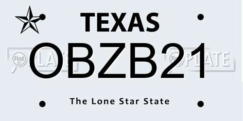 OBZB21 Texas License Plate