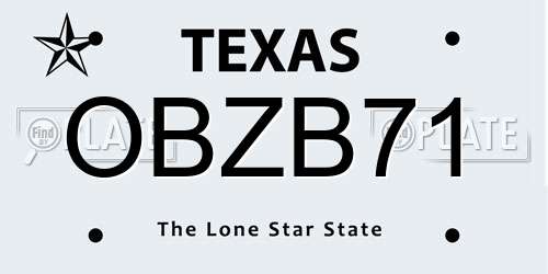 OBZB71 Texas License Plate
