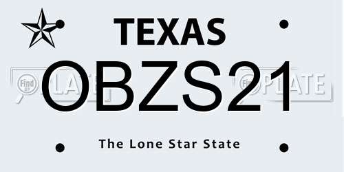 OBZS21 Texas License Plate