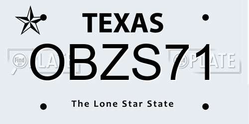 OBZS71 Texas License Plate