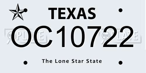 OC10722 Texas License Plate