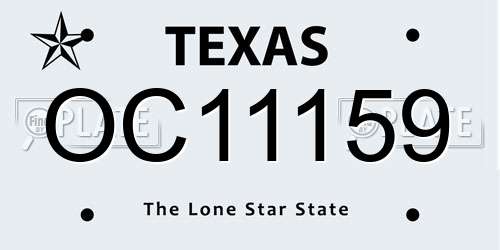 OC11159 Texas License Plate
