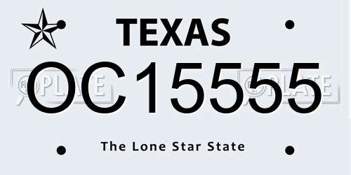 OC15555 Texas License Plate