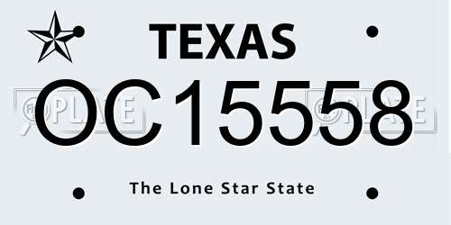 OC15558 Texas License Plate