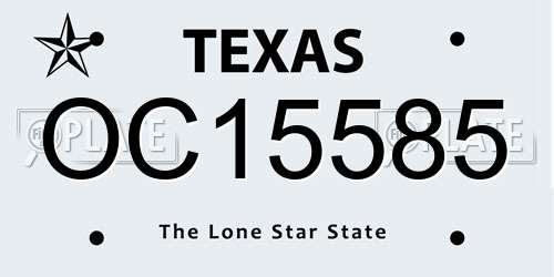 OC15585 Texas License Plate