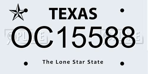 OC15588 Texas License Plate