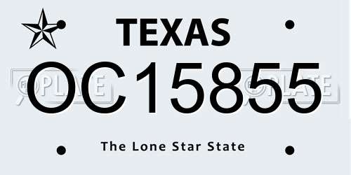 OC15855 Texas License Plate