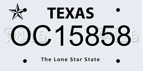 OC15858 Texas License Plate