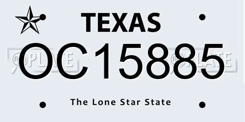 OC15885 Texas License Plate