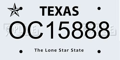 OC15888 Texas License Plate