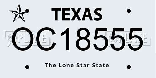 OC18555 Texas License Plate