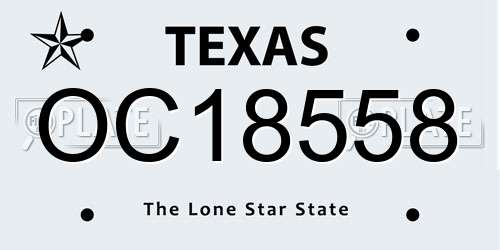 OC18558 Texas License Plate