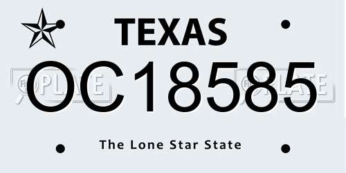 OC18585 Texas License Plate