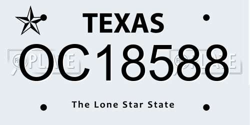 OC18588 Texas License Plate
