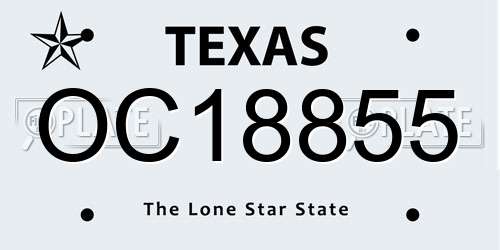 OC18855 Texas License Plate