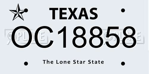 OC18858 Texas License Plate