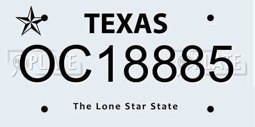 OC18885 Texas License Plate