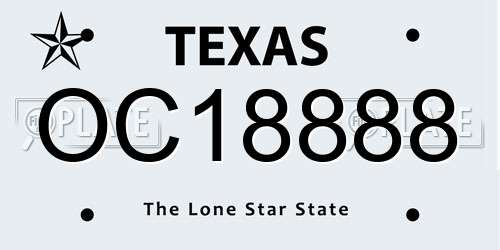 OC18888 Texas License Plate