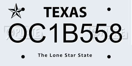 OC1B558 Texas License Plate