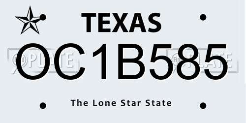 OC1B585 Texas License Plate