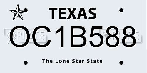 OC1B588 Texas License Plate