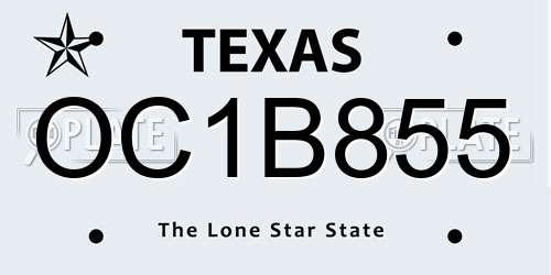 OC1B855 Texas License Plate