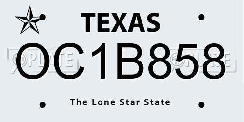 OC1B858 Texas License Plate
