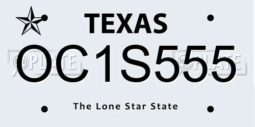 OC1S555 Texas License Plate