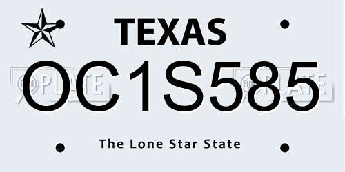 OC1S585 Texas License Plate