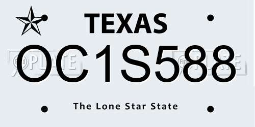 OC1S588 Texas License Plate