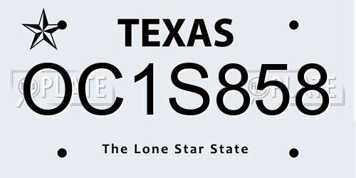 OC1S858 Texas License Plate