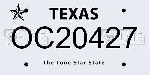 OC20427 Texas License Plate