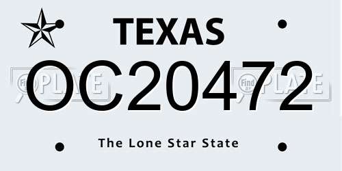OC20472 Texas License Plate