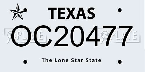 OC20477 Texas License Plate