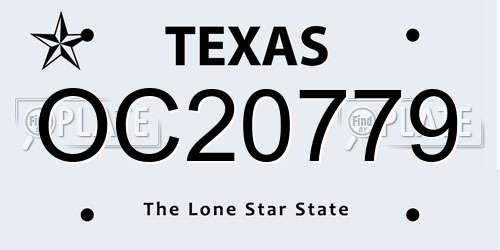 OC20779 Texas License Plate