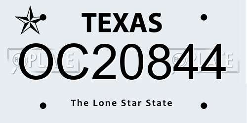 OC20844 Texas License Plate