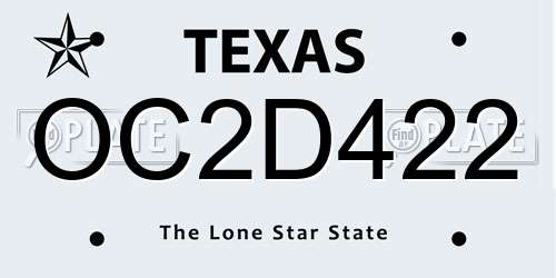 OC2D422 Texas License Plate