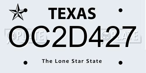 OC2D427 Texas License Plate