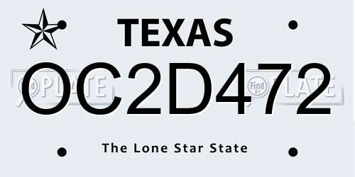 OC2D472 Texas License Plate