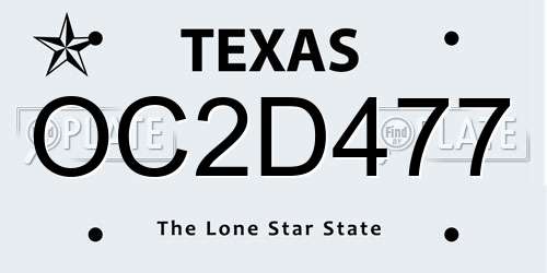 OC2D477 Texas License Plate