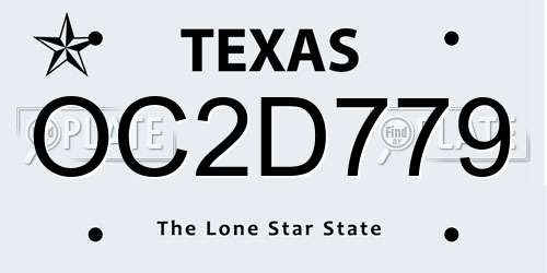OC2D779 Texas License Plate