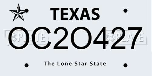 OC2O427 Texas License Plate