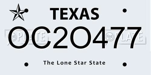 OC2O477 Texas License Plate