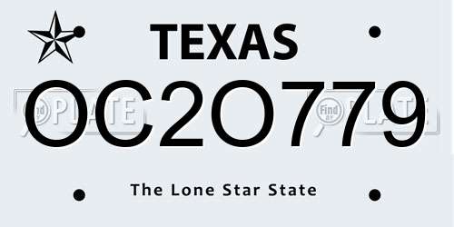 OC2O779 Texas License Plate