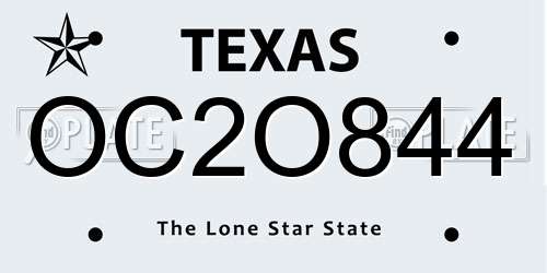OC2O844 Texas License Plate