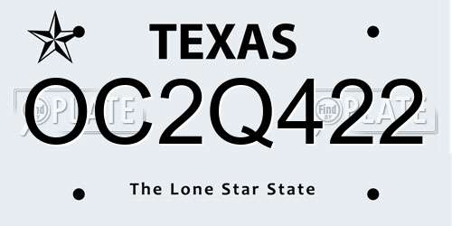 OC2Q422 Texas License Plate